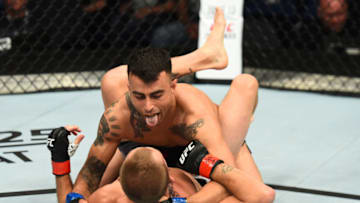 LIVERPOOL, ENGLAND - MAY 27: Makwan Amirkhani of Kurdistan (top) taunts Jason Knight in their featherweight bout during the UFC Fight Night event at ECHO Arena on May 27, 2018 in Liverpool, England. (Photo by Josh Hedges/Zuffa LLC/Zuffa LLC via Getty Images)