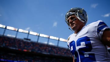 DENVER, CO - SEPTEMBER 17: Tight end Jason Witten #82 of the Dallas Cowboys stands on the field during player warm ups before a game against the Denver Broncos at Sports Authority Field at Mile High on September 17, 2017 in Denver, Colorado. (Photo by Justin Edmonds/Getty Images)