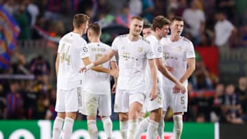 Bayern Munich players celebrating goal against Barcelona on matchday 5 of the Champions League.(Photo by David S. Bustamante/Soccrates/Getty Images)