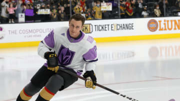 Ben Jones takes his rookie lap for the Vegas Golden Knights. (Photo by Ethan Miller/Getty Images)