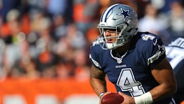 Nov 6, 2016; Cleveland, OH, USA; Dallas Cowboys quarterback Dak Prescott (4) against the Cleveland Browns at FirstEnergy Stadium. The Cowboys won 35-10. Mandatory Credit: Aaron Doster-USA TODAY Sports