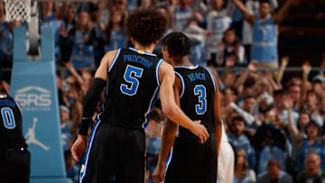 Duke basketball guards Jeremy Roach and Tyrese Proctor (Photo by Peyton Williams/UNC/Getty Images)