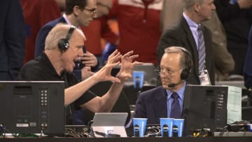 College Basketball: NCAA Final Four: Westwood One announcer Jim Gray with analyst Bill Walton (L) during Duke vs Wisconsin game at Lucas Oil Stadium.Indianapolis, IN 4/6/2015CREDIT: John W. McDonough (Photo by John W. McDonough /Sports Illustrated/Getty Images)(Set Number: X159489 TK1 )
