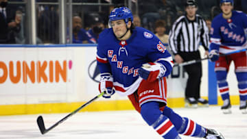 NEW YORK, NEW YORK - NOVEMBER 08: Sammy Blais #91 of the New York Rangers skates against the Florida Panthers at Madison Square Garden on November 08, 2021 in New York City. The Rangers defeated the Panthers 4-3. (Photo by Bruce Bennett/Getty Images)