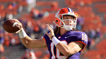 2021 NFL Draft prospect Trevor Lawrence #16 of the Clemson Tigers (Photo by Streeter Lecka/Getty Images)
