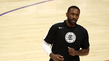 LOS ANGELES, CALIFORNIA - MARCH 30: Patrick Patterson #54 of the Los Angeles Clippers looks on during warm ups before the game against the Orlando Magic at Staples Center on March 30, 2021 in Los Angeles, California. NOTE TO USER: User expressly acknowledges and agrees that, by downloading and or using this photograph, User is consenting to the terms and conditions of the Getty Images License Agreement. (Photo by Katelyn Mulcahy/Getty Images)