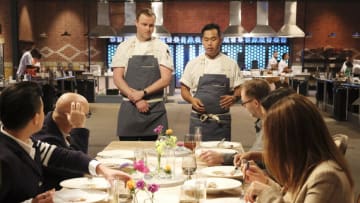 TOP CHEF -- "Doppelgӓngers" Episode 1904 -- Pictured: (l-r) Jackson Kalb, Buddah Lo -- (Photo by: David Moir/Bravo)