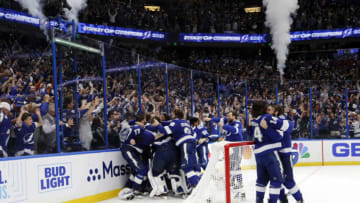 The Tampa Bay Lightning celebrate. (Photo by Bruce Bennett/Getty Images)