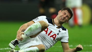 LONDON, ENGLAND - NOVEMBER 02: Ben Davies of Tottenham Hotspur reacts during the UEFA Champions League Group E match between Tottenham Hotspur FC and Bayer 04 Leverkusen at Wembley Stadium on November 2, 2016 in London, England. (Photo by Ian Walton/Getty Images)