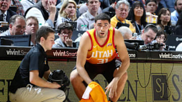SALT LAKE CITY, UT - JANUARY 20: Georges Niang #31 of the Utah Jazz looks on during the game against the Golden State Warriors at vivint.SmartHome Arena on January 20, 2018 in Salt Lake City, Utah. NOTE TO USER: User expressly acknowledges and agrees that, by downloading and or using this Photograph, User is consenting to the terms and conditions of the Getty Images License Agreement. Mandatory Copyright Notice: Copyright 2018 NBAE (Photo by Melissa Majchrzak/NBAE via Getty Images)