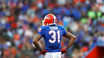Apr 8, 2016; Gainesville, FL, USA; Florida Gators defensive back Jalen Tabor (31) looks on during the first quarter of the Orange and Blue game at Ben Hill Griffin Stadium. Mandatory Credit: Logan Bowles-USA TODAY Sports