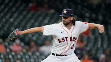 HOUSTON, TEXAS - MAY 10: Kent Emanuel #0 of the Houston Astros in action against the Los Angeles Angels at Minute Maid Park on May 10, 2021 in Houston, Texas. (Photo by Carmen Mandato/Getty Images)