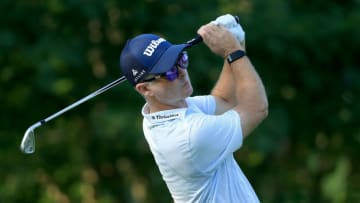 DUBLIN, OHIO - JULY 09: Kevin Streelman of the United States plays his shot from the fourth tee during the first round of the Workday Charity Open on July 09, 2020 at Muirfield Village Golf Club in Dublin, Ohio. (Photo by Sam Greenwood/Getty Images)