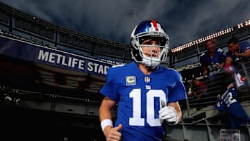 EAST RUTHERFORD, NJ - OCTOBER 22: Quarterback Eli Manning