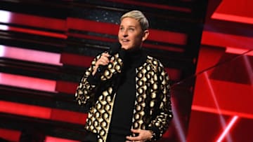 US comedian Ellen DeGeneres introduces Lil Nas X and Billy Ray Cyrus during the 62nd Annual Grammy Awards on January 26, 2020, in Los Angeles. (Photo by Robyn Beck / AFP) (Photo by ROBYN BECK/AFP via Getty Images)