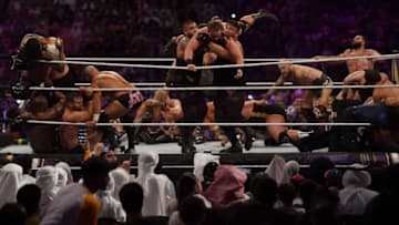 Saudi fans attend the World Wrestling Entertainment (WWE) Super Showdown event in the desert kingdom's Red Sea port city of Jeddah late on January 7, 2019. (Photo by Amer HILABI / AFP) (Photo credit should read AMER HILABI/AFP/Getty Images)