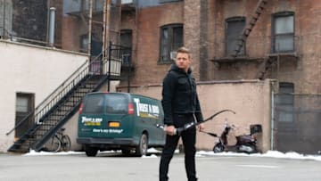 Jeremy Renner as Hawkeye in Marvel Studios' HAWKEYE. Photo by Mary Cybulski. © Marvel Studios 2021. All Rights Reserved.