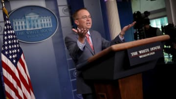 WASHINGTON, DC - OCTOBER 17: Acting White House Chief of Staff Mick Mulvaney answers questions during a briefing at the White House October 17, 2019 in Washington, DC. Mulvaney answered a range of questions relating to the issues surrounding the impeachment inquiry of U.S. President Donald Trump, and other issues during the briefing. (Photo by Win McNamee/Getty Images)