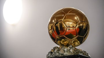 The Ballon d'Or award is displayed prior to the 2021 Ballon d'Or France Football award ceremony at the Theatre du Chatelet in Paris on November 29, 2021. (Photo by FRANCK FIFE / AFP) (Photo by FRANCK FIFE/AFP via Getty Images)
