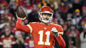 Dec 8, 2016; Kansas City, MO, USA; Kansas City Chiefs quarterback Alex Smith (11) passes against the Oakland Raiders during a NFL football game at Arrowhead Stadium. Mandatory Credit: Kirby Lee-USA TODAY Sports