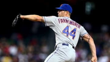 Apr 16, 2014; Phoenix, AZ, USA; New York Mets pitcher Kyle Farnsworth against the Arizona Diamondbacks at Chase Field. Mandatory Credit: Mark J. Rebilas-USA TODAY Sports
