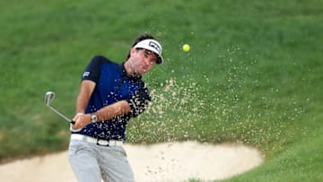 DUBLIN, OHIO - JULY 16: Bubba Watson of the United States plays a shot from a bunker on the 14th hole during the first round of The Memorial Tournament on July 16, 2020 at Muirfield Village Golf Club in Dublin, Ohio. (Photo by Sam Greenwood/Getty Images)