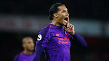 LONDON, ENGLAND - NOVEMBER 03: Virgil van Dijk of Liverpool reacts during the Premier League match between Arsenal FC and Liverpool FC at Emirates Stadium on November 3, 2018 in London, United Kingdom. (Photo by Julian Finney/Getty Images)