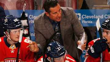 SUNRISE, FL - DECEMBER 28: Florida Panthers Head Coach Bob Boughner directs his team from the bench against the Philadelphia Flyers at the BB