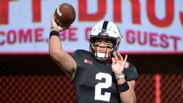 LINCOLN, NE - OCTOBER 26: Quarterback Adrian Martinez #2 of the Nebraska Cornhuskers warms up before the game against the Indiana Hoosiers at Memorial Stadium on October 26, 2019 in Lincoln, Nebraska. (Photo by Steven Branscombe/Getty Images)