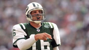 EAST RUTHERFORD, NJ - NOVEMBER 6: Vinny Testaverde #16 of the New York Jets yells to the sideline against the San Diego Chargers on November 6, 2005 at Giants Stadium in East Rutherford, New Jersey. The Chargers defeated the Jets 31-26. (Photo by Nick Laham/Getty Images)