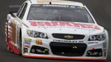 Jun 8, 2014; Long Pond, PA, USA; NASCAR Sprint Cup driver Dale Earnhardt Jr (88) during the Pocono 400 at Pocono Raceway. Mandatory Credit: Matthew O