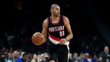 Dec 9, 2014; Auburn Hills, MI, USA; Portland Trail Blazers forward Nicolas Batum (88) during the game against the Detroit Pistons at The Palace of Auburn Hills. Mandatory Credit: Tim Fuller-USA TODAY Sports