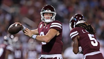 STARKVILLE, MISSISSIPPI - SEPTEMBER 30: Will Rogers #2 of the Mississippi State Bulldogs looks to pass during the first half against the Alabama Crimson Tide at Davis Wade Stadium on September 30, 2023 in Starkville, Mississippi. (Photo by Justin Ford/Getty Images)