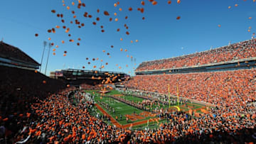 Nov 29, 2014; Clemson, SC, USA; A general view of the field prior to the game between the South Carolina Gamecocks and the Clemson Tigers at Clemson Memorial Stadium. Mandatory Credit: Adam Hagy-USA TODAY Sports