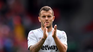 LIVERPOOL, ENGLAND - AUGUST 12: Jack Wilshere of West Ham United applauds fans after the Premier League match between Liverpool FC and West Ham United at Anfield on August 12, 2018 in Liverpool, United Kingdom. (Photo by Laurence Griffiths/Getty Images)