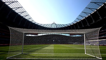 LONDON, ENGLAND - MAY 20: A general view of the goal inside the stadium prior to the Premier League match between Tottenham Hotspur and Brentford FC at Tottenham Hotspur Stadium on May 20, 2023 in London, England. (Photo by Julian Finney/Getty Images)