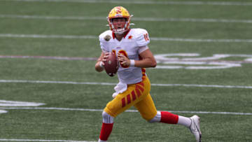 BIRMINGHAM, ALABAMA - JUNE 18: Case Cookus #10 of the Philadelphia Stars looks to pass the ball in the second quarter of the game against the New Jersey Generals at Legion Field on June 18, 2022 in Birmingham, Alabama. (Photo by Mercedes Oliver/USFL/Getty Images)