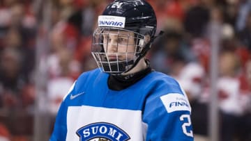 VANCOUVER, BC - JANUARY 2: Kaapo Kakko #24 of Finland in Quarterfinal hockey action of the 2019 IIHF World Junior Championship against Canada on January, 2, 2019 at Rogers Arena in Vancouver, British Columbia, Canada. (Photo by Rich Lam/Getty Images)