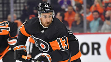 Feb 9, 2023; Philadelphia, Pennsylvania, USA; Philadelphia Flyers center Kevin Hayes (13) against the Edmonton Oilers at Wells Fargo Center. Mandatory Credit: Eric Hartline-USA TODAY Sports