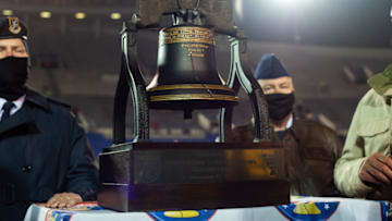Dec 31, 2020; Memphis, TN, USA; a view of the Auto Zone Liberty Bell after the game between the West Virginia Mountaineers and the Army Black Knights at Liberty Bowl Stadium. Mandatory Credit: Justin Ford-USA TODAY Sports