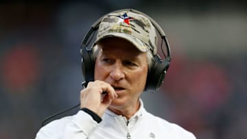 CINCINNATI, OH - NOVEMBER 5: Head Coach Tommy Tuberville of the Cincinnati Bearcats speaks to a coordinator on his headphones as his team takes on the BYU Cougars at Nippert Stadium on November 5, 2016 in Cincinnati, Ohio. BYU defeated Cincinnati 20-3. (Photo by Kirk Irwin/Getty Images)