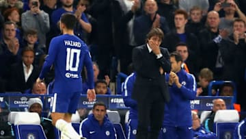 LONDON, ENGLAND - OCTOBER 18: Antonio Conte, Manager of Chelsea reacts during the UEFA Champions League group C match between Chelsea FC and AS Roma at Stamford Bridge on October 18, 2017 in London, United Kingdom. (Photo by Richard Heathcote/Getty Images)