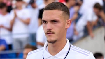 MADRID, SPAIN - JUNE 17: Rafa Marin of Real Madrid Castilla looks on prior to the Primera RFEF Play Off first leg match between Real Madrid Castilla and CD Eldense at Estadio Alfredo Di Stefano on June 17, 2023 in Madrid, Spain. (Photo by Angel Martinez/Getty Images)