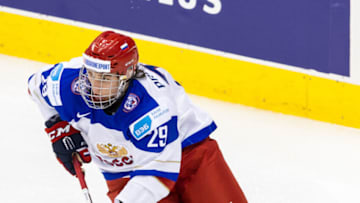 TORONTO, ON - JANUARY 05: Defenseman Ivan Provorov #29 of Russia moves the puck against Canada during the Gold medal game of the 2015 IIHF World Junior Championship on January 05, 2015 at the Air Canada Centre in Toronto, Ontario, Canada. (Photo by Dennis Pajot/Getty Images)