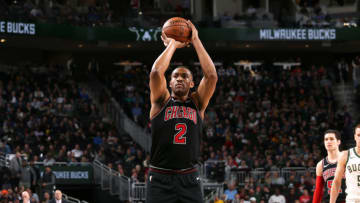 CHICAGO, IL - NOVEMBER 28: Jabari Parker #2 of the Chicago Bulls shoots the ball against the Milwaukee Bucks on November 28, 2018 at the United Center in Chicago, Illinois. NOTE TO USER: User expressly acknowledges and agrees that, by downloading and or using this photograph, user is consenting to the terms and conditions of the Getty Images License Agreement. Mandatory Copyright Notice: Copyright 2018 NBAE (Photo by Gary Dineen/NBAE via Getty Images)