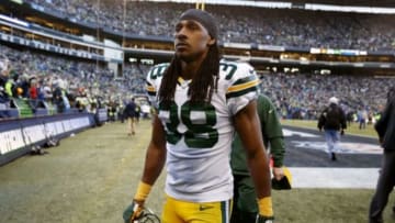 January 18, 2015; Seattle, WA, USA; Green Bay Packers cornerback Tramon Williams (38) walks to the locker room following the 28-22 loss against the Seattle Seahawks in the NFC Championship game at CenturyLink Field. Mandatory Credit: Joe Nicholson-USA TODAY Sports