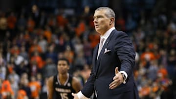 Nov 26, 2016; Brooklyn, NY, USA; South Carolina Gamecocks head coach Frank Martin questions a call in his game against the Syracuse Orange during the second half of the Brooklyn Hoops Holiday Invitational at Barclays Center. South Carolina won, 64-50. Mandatory Credit: Vincent Carchietta-USA TODAY Sports