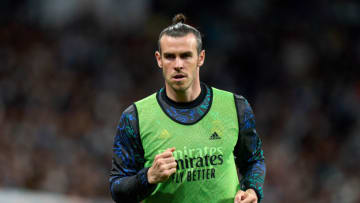 MADRID, SPAIN - APRIL 09: Gareth Bale of Real Madrid warms up during the La Liga Santander match between Real Madrid CF and Getafe CF at Estadio Santiago Bernabeu on April 09, 2022 in Madrid, Spain. (Photo by Angel Martinez/Getty Images)