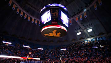MORGANTOWN, WV - NOVEMBER 15: A view during the National Anthem before the game between the West Virginia Mountaineers and the American University Eagles at the WVU Coliseum on November 15, 2017 in Morgantown, West Virginia. (Photo by Justin K. Aller/Getty Images)
