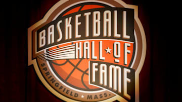 SPRINGFIELD, MASSACHUSETTS - SEPTEMBER 06: A Basketball Hall of Fame banner hangs before the 2019 Basketball Hall of Fame Enshrinement Ceremony at Symphony Hall on September 06, 2019 in Springfield, Massachusetts. (Photo by Omar Rawlings/Getty Images)